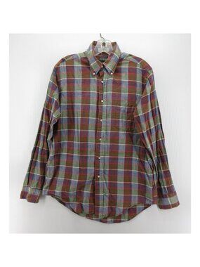 VINTAGE Carroll Reed Shirt Medium Indian Madras Plaid Woven USA Made